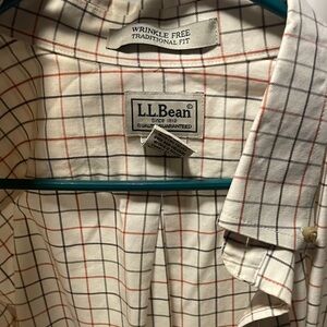 L.L. Bean Men's Wrinkle-Free Plaid Shirt - White, Blue, and Red